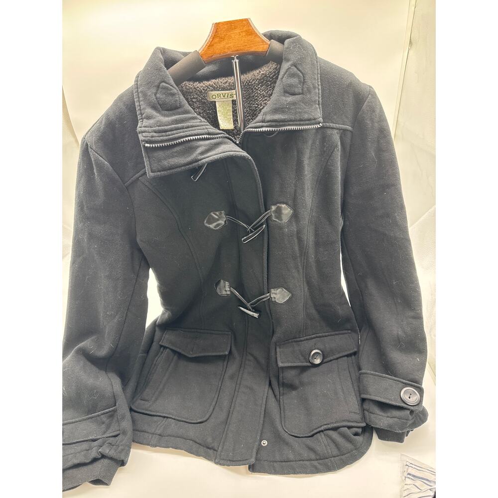 Orvis Womens Peacoat L Large Toggle Buttons Zipper. Cotton/ Polyester blend.